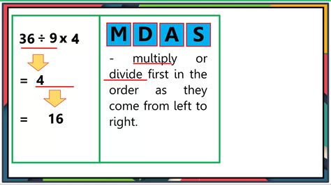 MDAS = Multiplication, Division, Addition & Subtraction 2 .